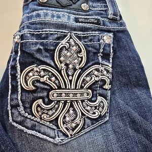 Miss Me Dark Blue Jeans with Silver Embellishments